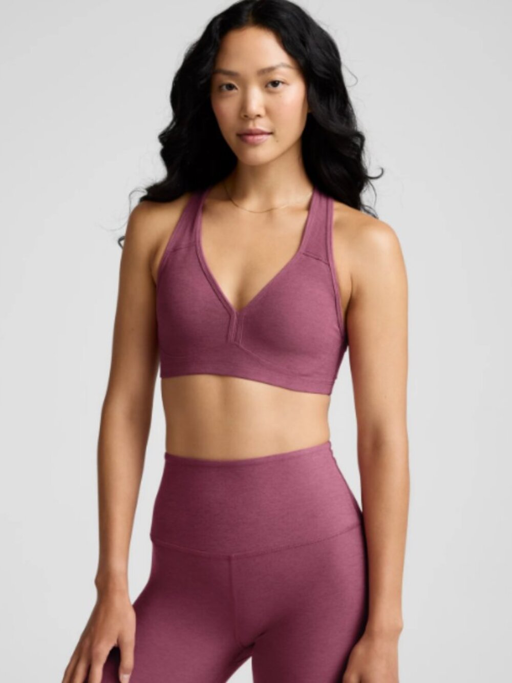 Beyond Yoga Spacedye Lift Your Spirits Bra Smooth Mauve Heather S